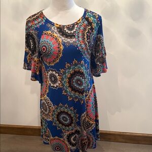 Yahada Blue and Multicolor Mandala Blouse